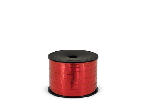 Wstążka plastikowa metalizowana czerwony 5mm/90m