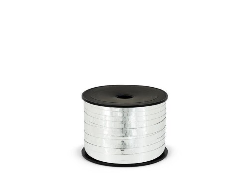 Wstążka plastikowa metalizowana srebrna 5mm/90m