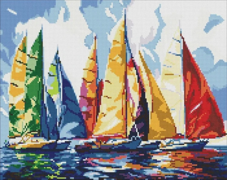 Diamentowa mozaika - Jasne regaty 40x50cm, Ideyka