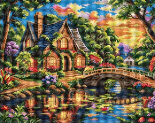 Diamentowa mozaika - Domek nad Jeziorem 40x50cm