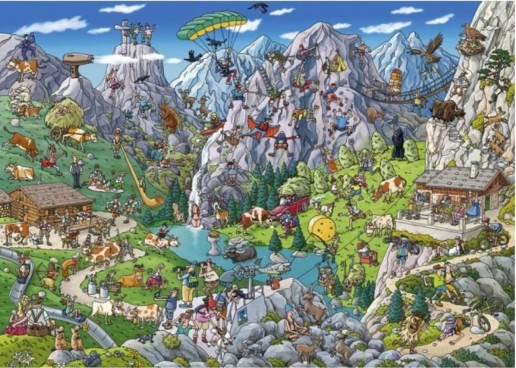 Puzzle 1000 Szalona wyprawa w góry (Puzzle+plakat)