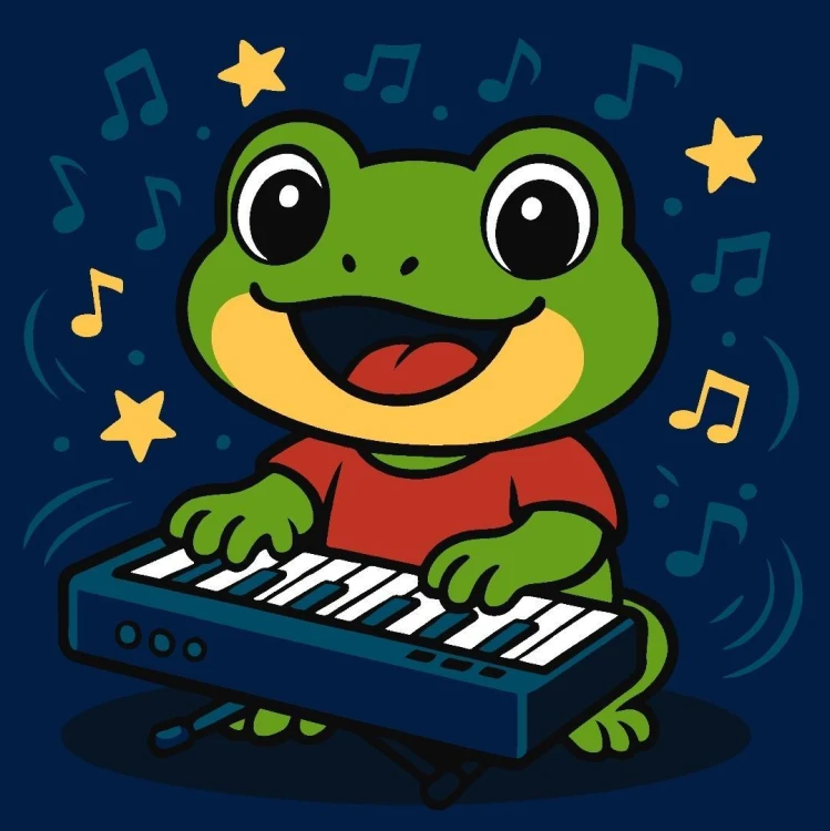 Malowanie po numerach - Żaba z pianinem Kids