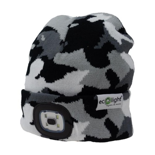 Czapka moro z latarką LED szara 1W 6000K