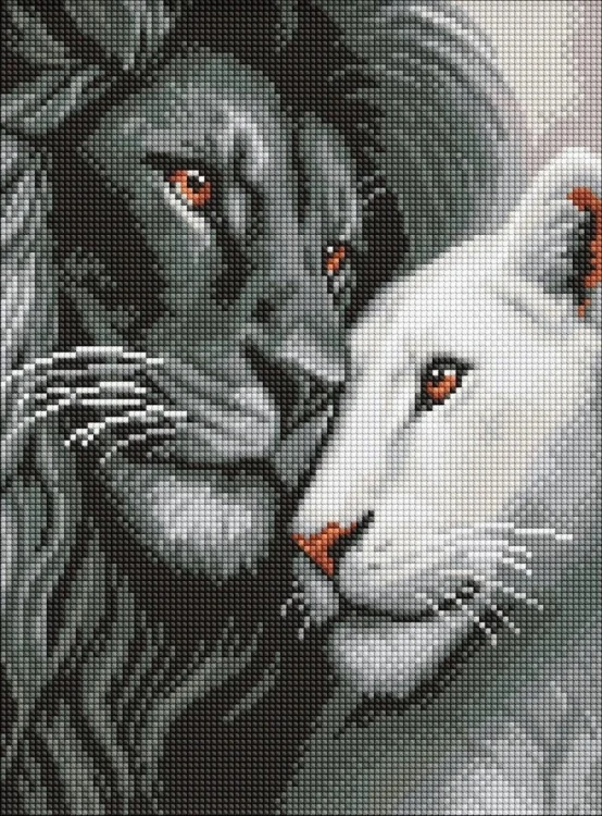 Diamentowa mozaika - Zakochane lwy 30x40cm, Ideyka