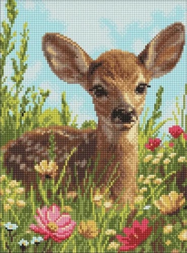 Diamentowa mozaika - Mały jelonek na łące 30x40cm