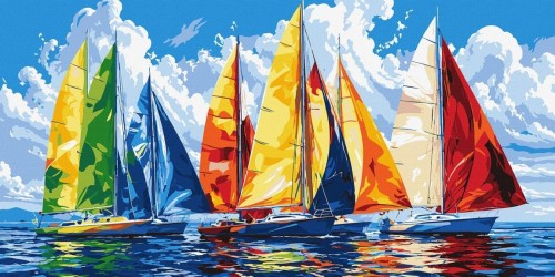Malowanie po numerach - Jasne regaty 40x80cm