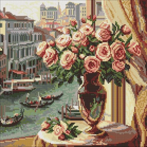 Diamentowa mozaika - Róże w Wenecji 40x40cm