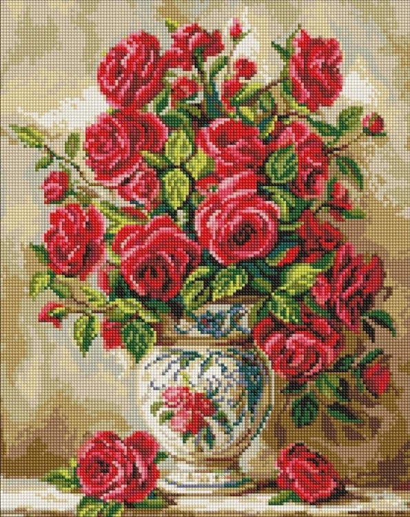 Diamentowa mozaika - Karmazynowe róże 40x50cm