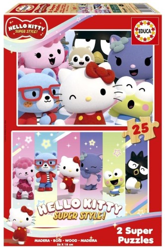 Puzzle 2x25 drewniane Hello Kitty, Educa