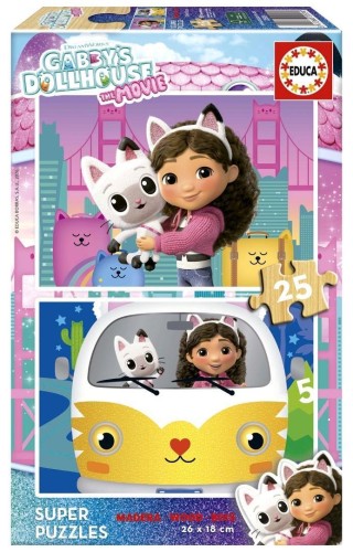 Puzzle 2 x 25 Koci Domek Gabi drewniane, Educa