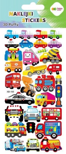 Naklejki 3D Puffy Vehicles 9,5x22cm HAPPY COLOR