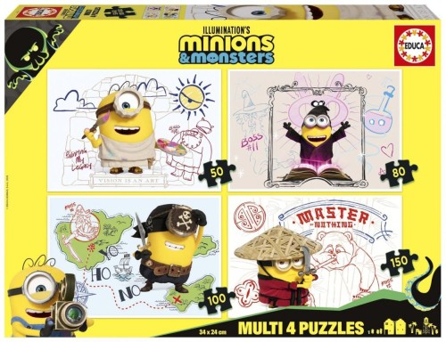 Puzzle 50 + 80 + 100 + 150 Minionk, Educa