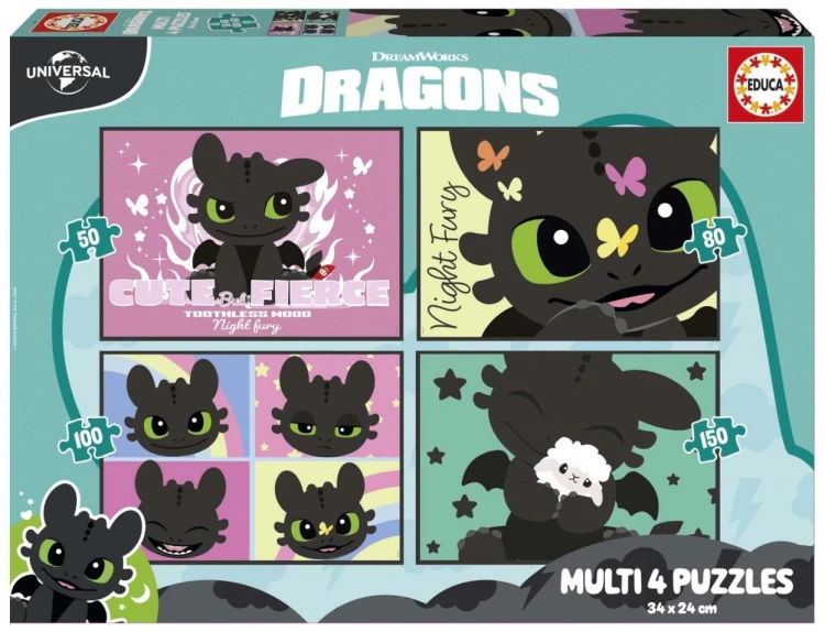 Puzzle 50 + 80 + 100 + 150 Jak wytresować smoka