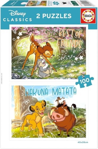 Puzzle 2x100 Bambi & Król Lew