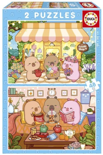 Puzzle 2 x 48 Kapibary, Educa