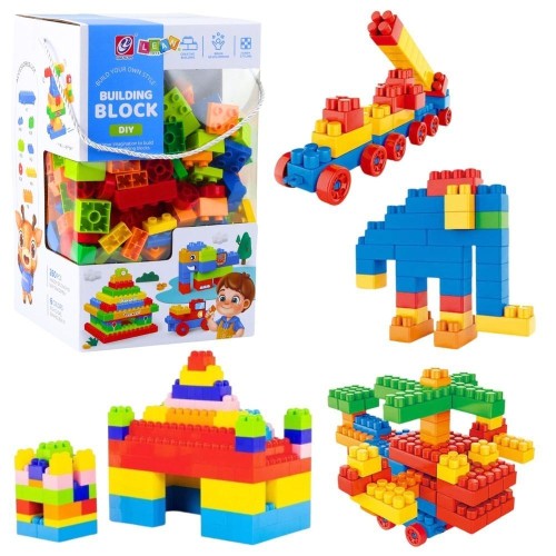 Klocki konstrukcyjne kolorowe 260el, Leantoys