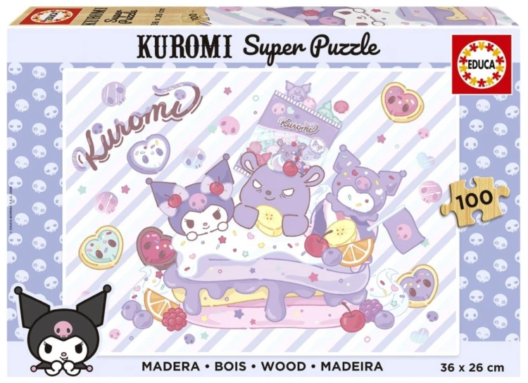 Puzzle 100 drewniane Kuromi, Educa