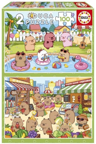 Puzzle 2 x 100 Kapibary, Educa