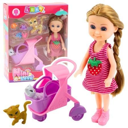 Lalka mini z akcesoriami różowa, Leantoys