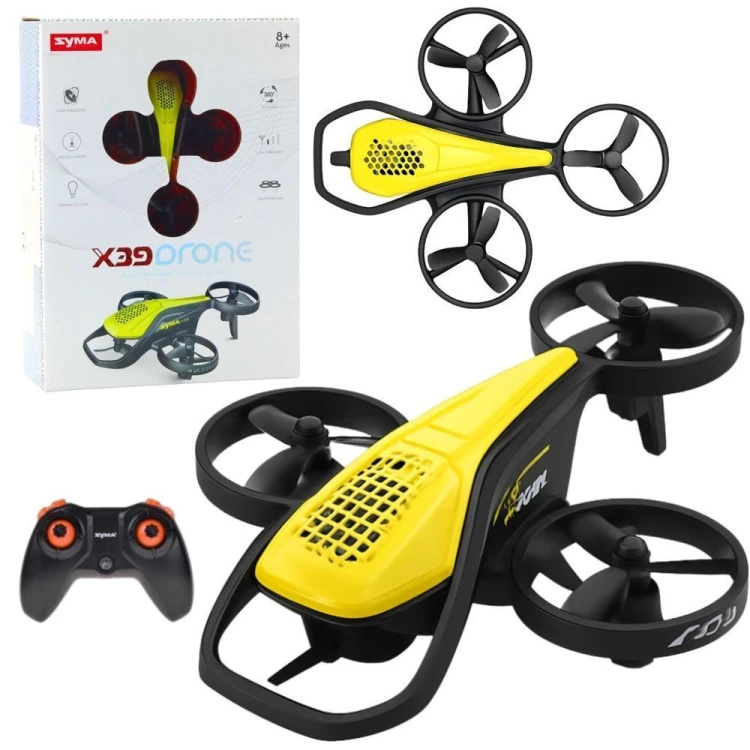 Dron RC mini Syma X36 czteroosiowy żółty, Leantoys