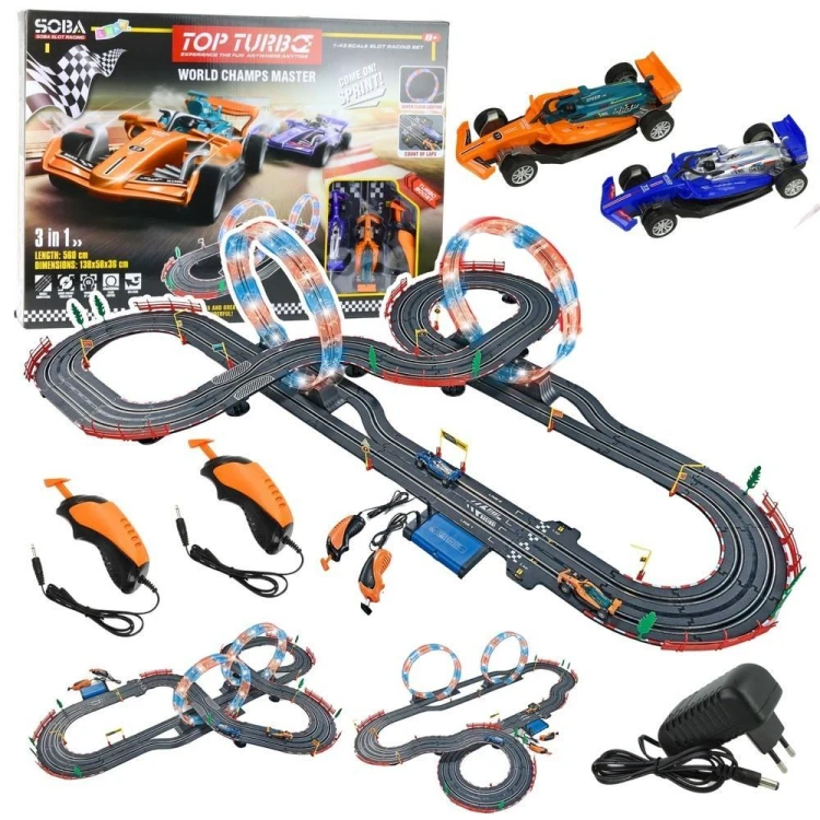 Tor wyścigowy 3w1 R/C podświetlane pętle, Leantoys