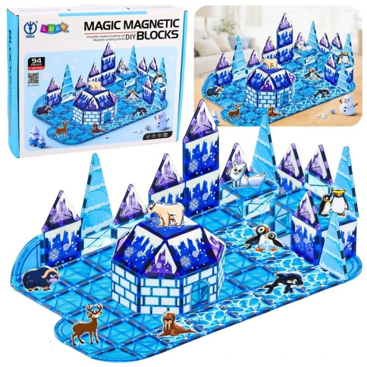 Klocki magnetyczne Lodowa Kraina 94el., Leantoys